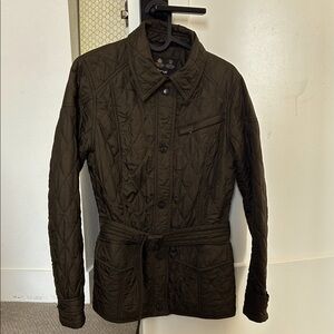 Barbour Olive Quilted Jacket with Belt